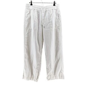 ATHLETA 100% Linen‎ Wide Leg Pull On Pants • Women's 12 • white • NWOT